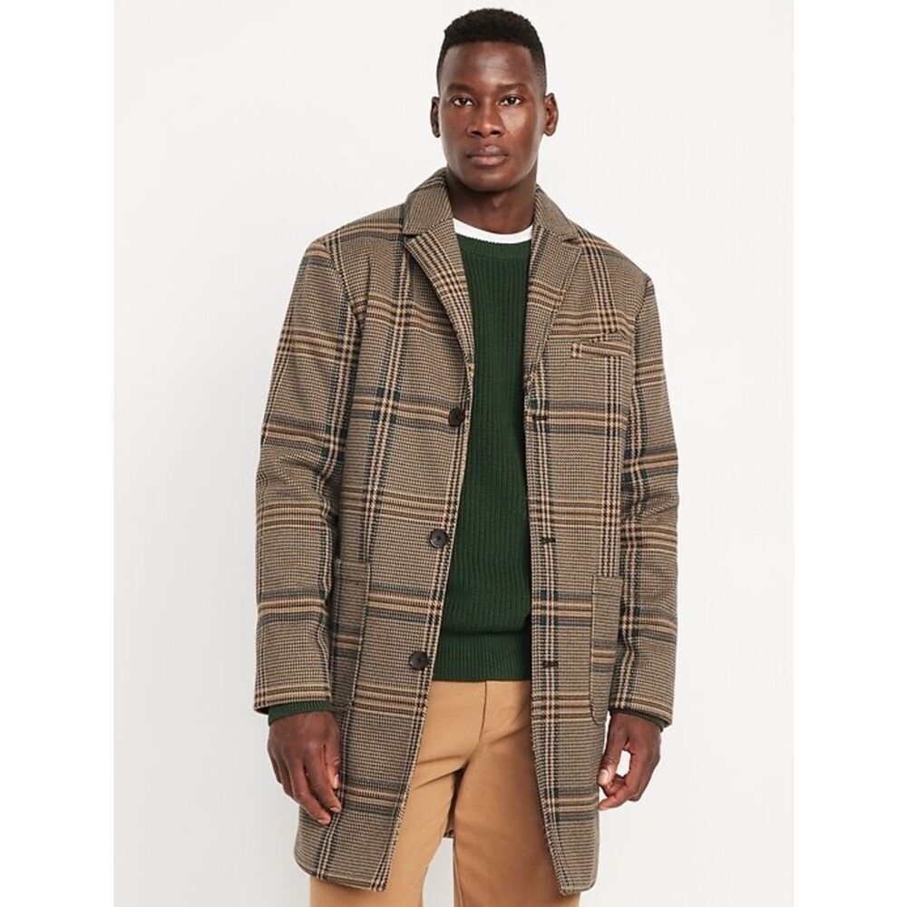 NWT Old Navy Plaid Overcoat – Classic Tailored Style | Size XXXL